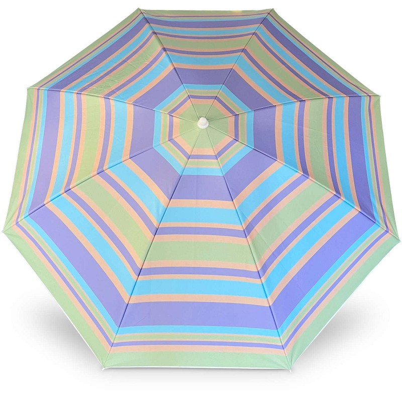 Parasol Polyester Blue/Green Striped Ø 200cm
