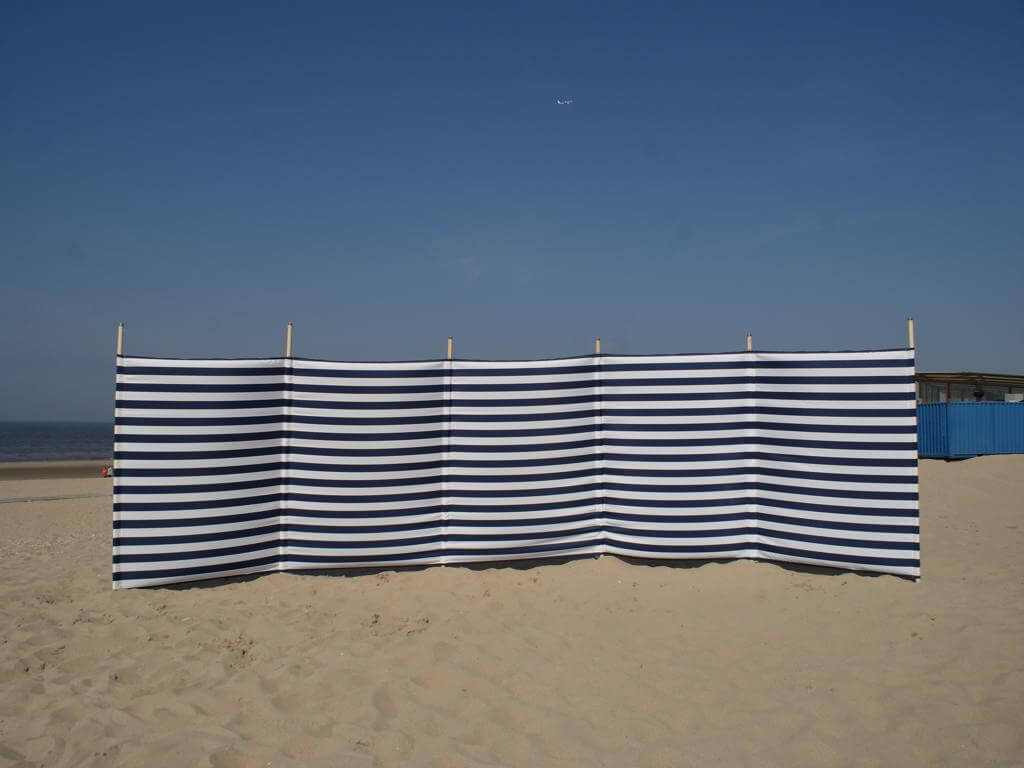 6m Blauw/Wit Polyester Windscherm - 6m