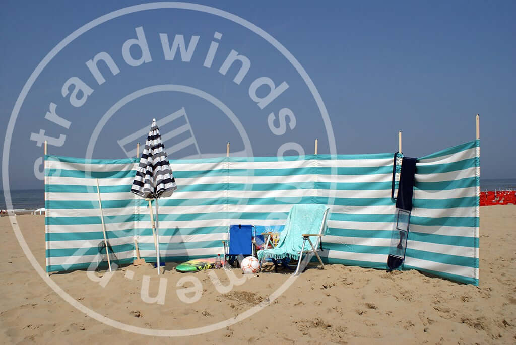 6m Türkis/weißer Dralon- Windschutz - 6m