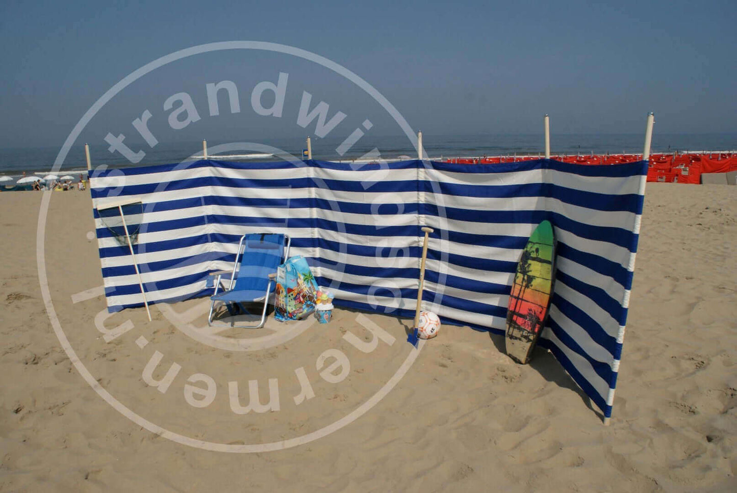 6m Kobalt-Blauw/Wit Dralon Windscherm 6m