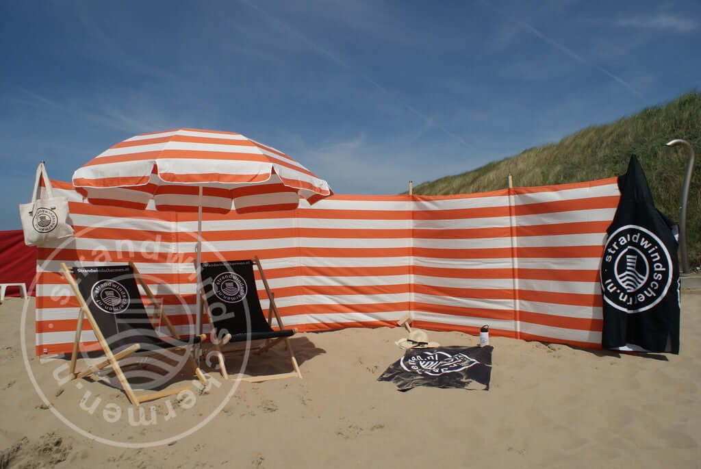 7 m orange/weißer Dralon Windschutz – 7 m