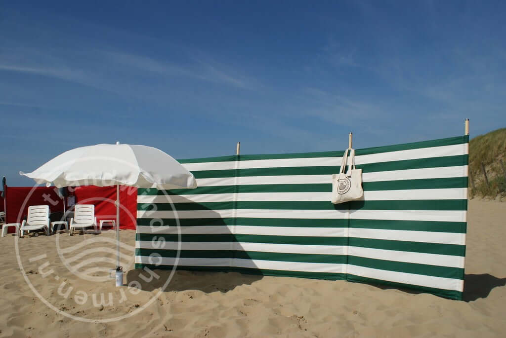 4m Groen/Wit Dralon Windscherm - 4m