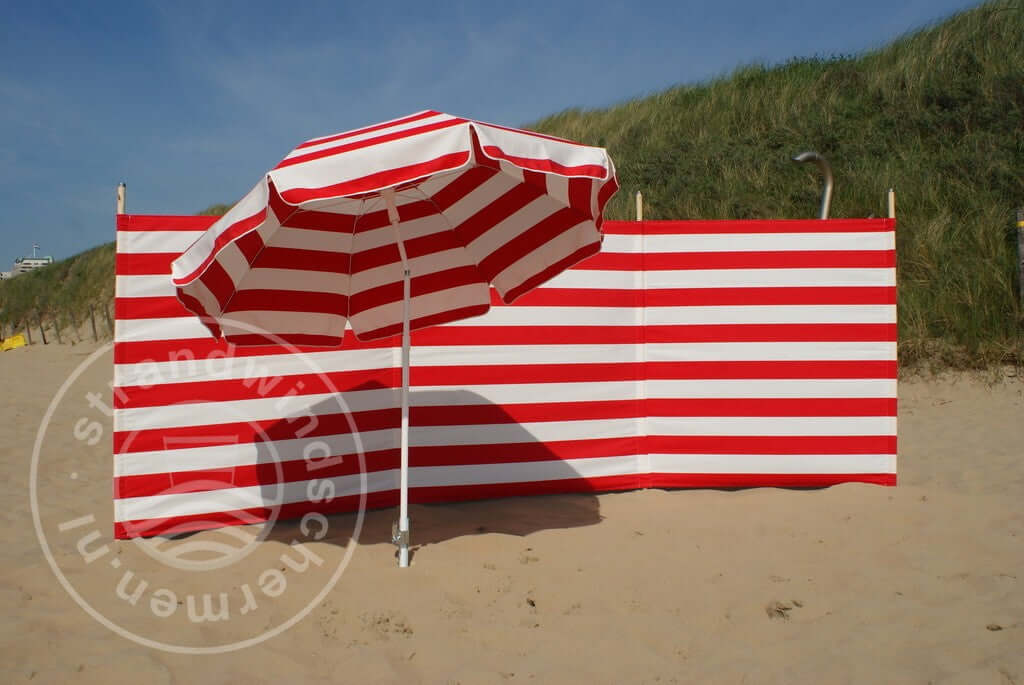 4 m rot/weißer Dralon Windschutz – 4 m