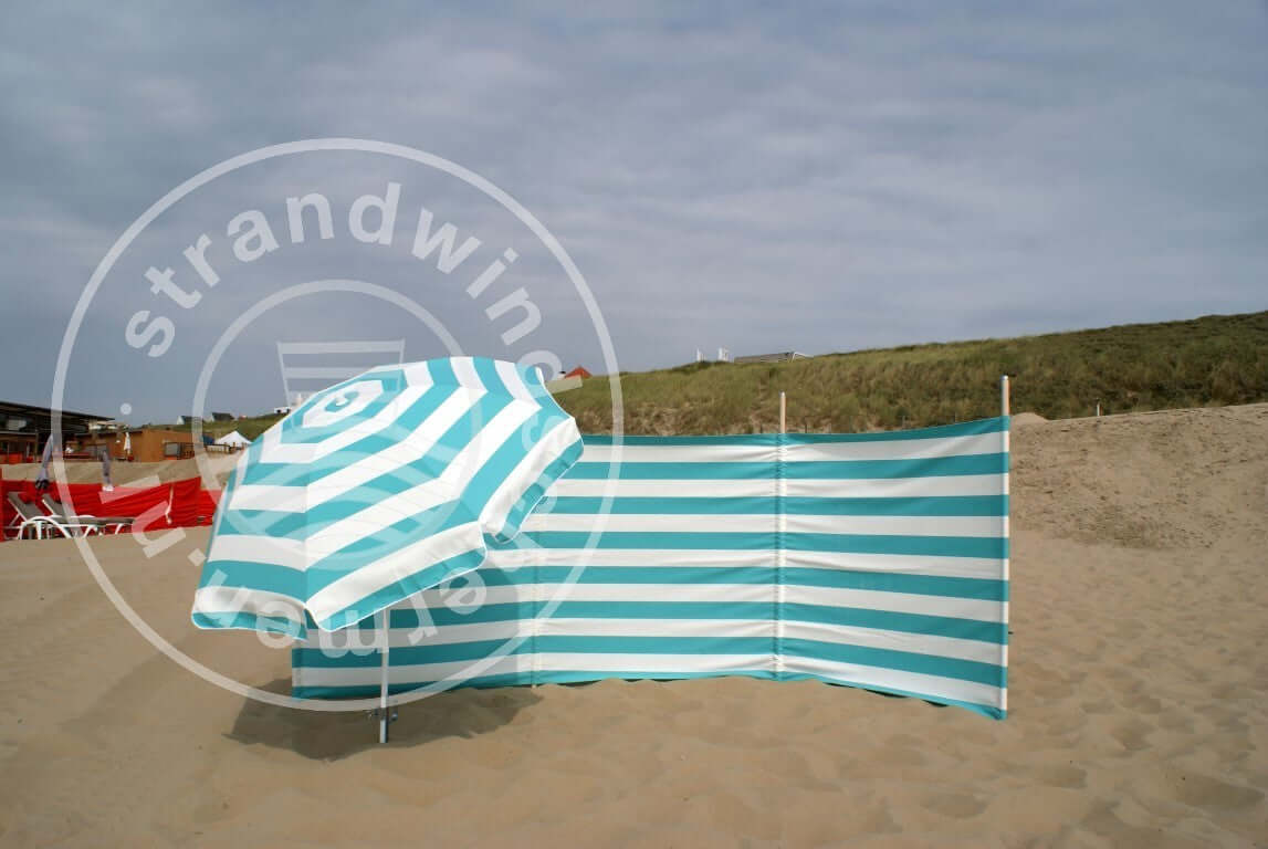 Parasol Turquoise/Blanc Dralon Ø180cm