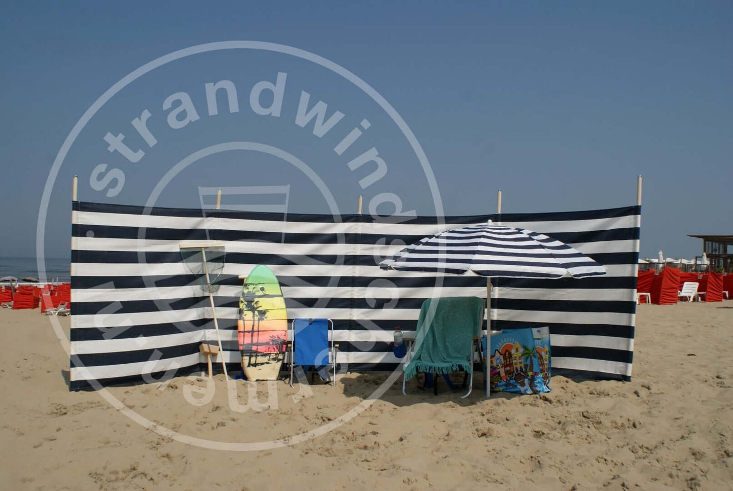 7 m Marineblau/weißer Dralon- Windschutz – 7 m
