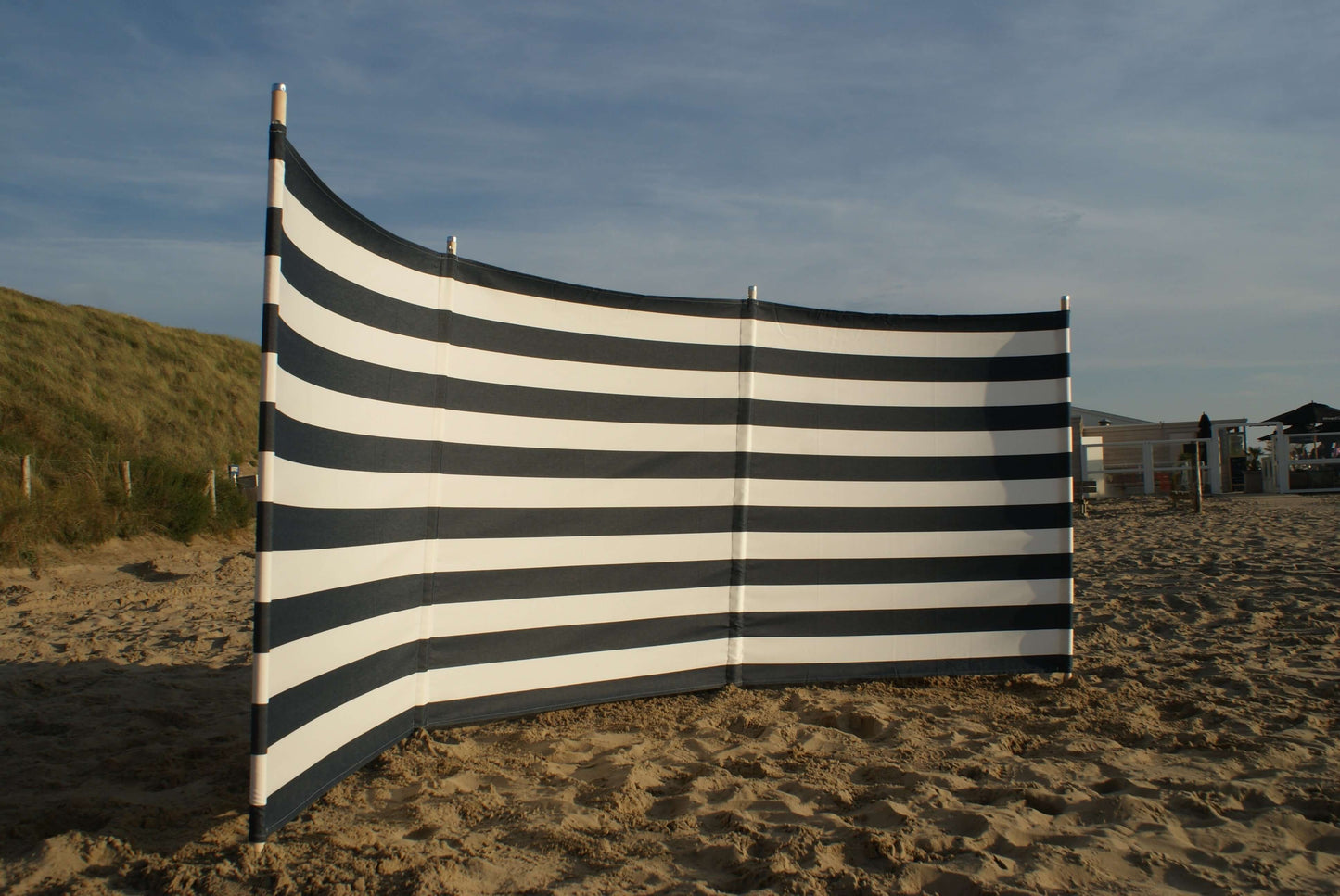 4m Marine-Blauw/Wit Dralon Windscherm - 4m