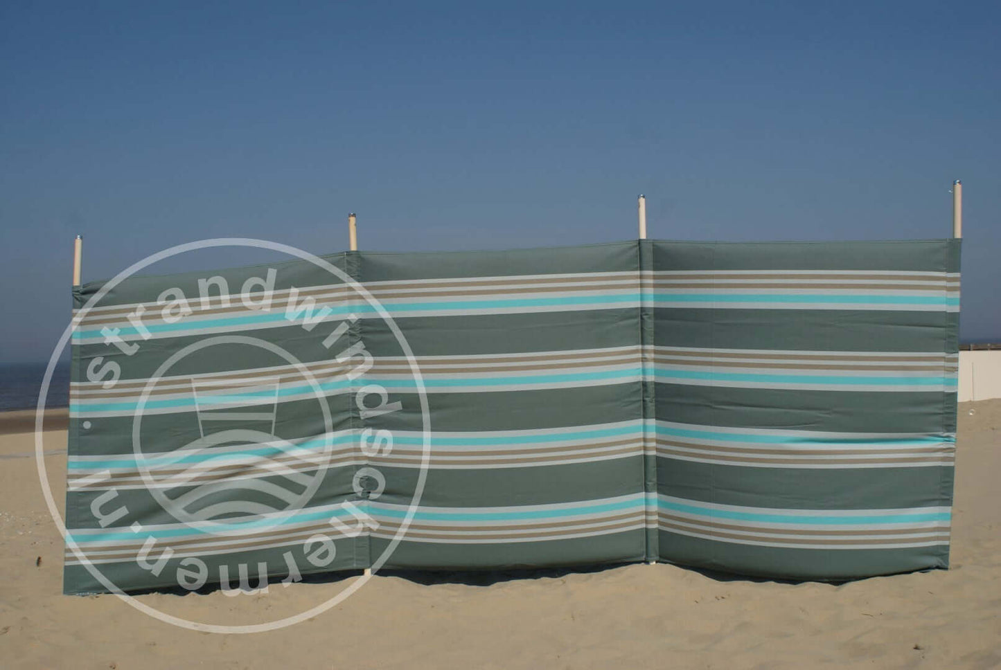 4m Grijs/Taupe/Turquoise Dralon Windscherm - 4m