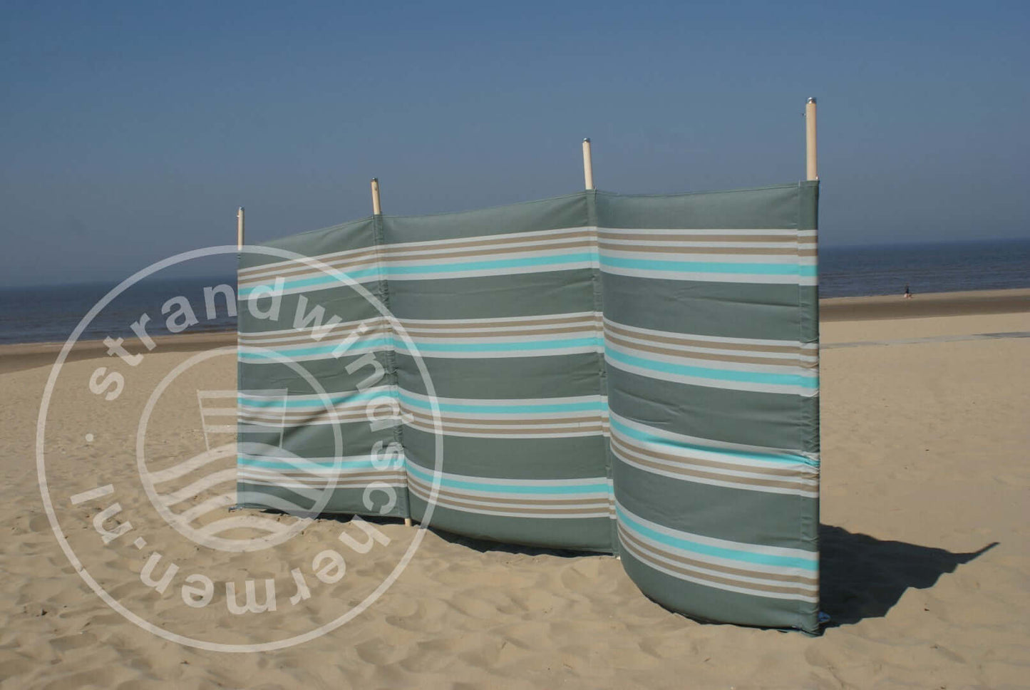 4m Grijs/Taupe/Turquoise Dralon Windscherm - 4m