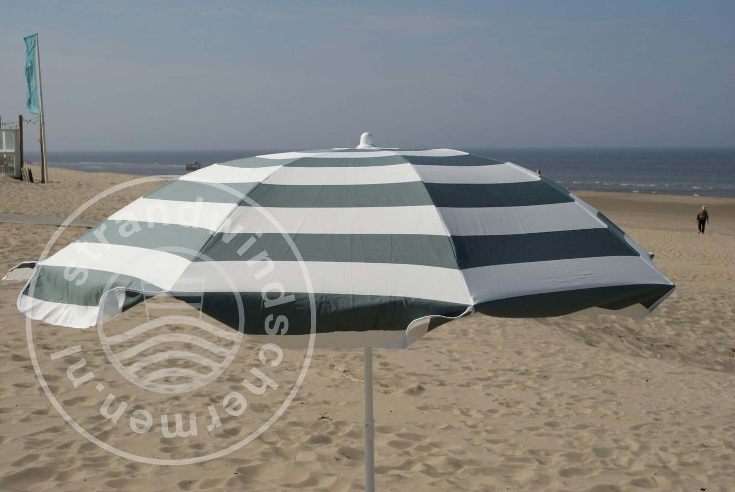 Grey(with green tint)/White Dralon Parasol Ø180cm