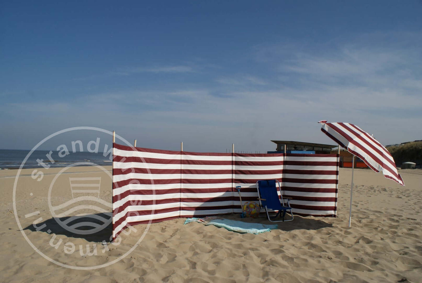 Bordeaux-Rood/Wit Dralon Windscherm