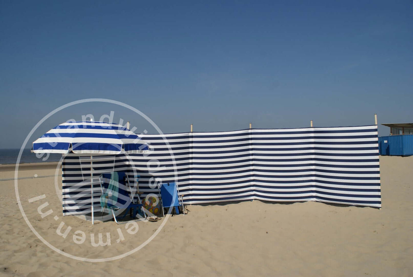 6m Blauw/Wit Polyester Windscherm - 6m