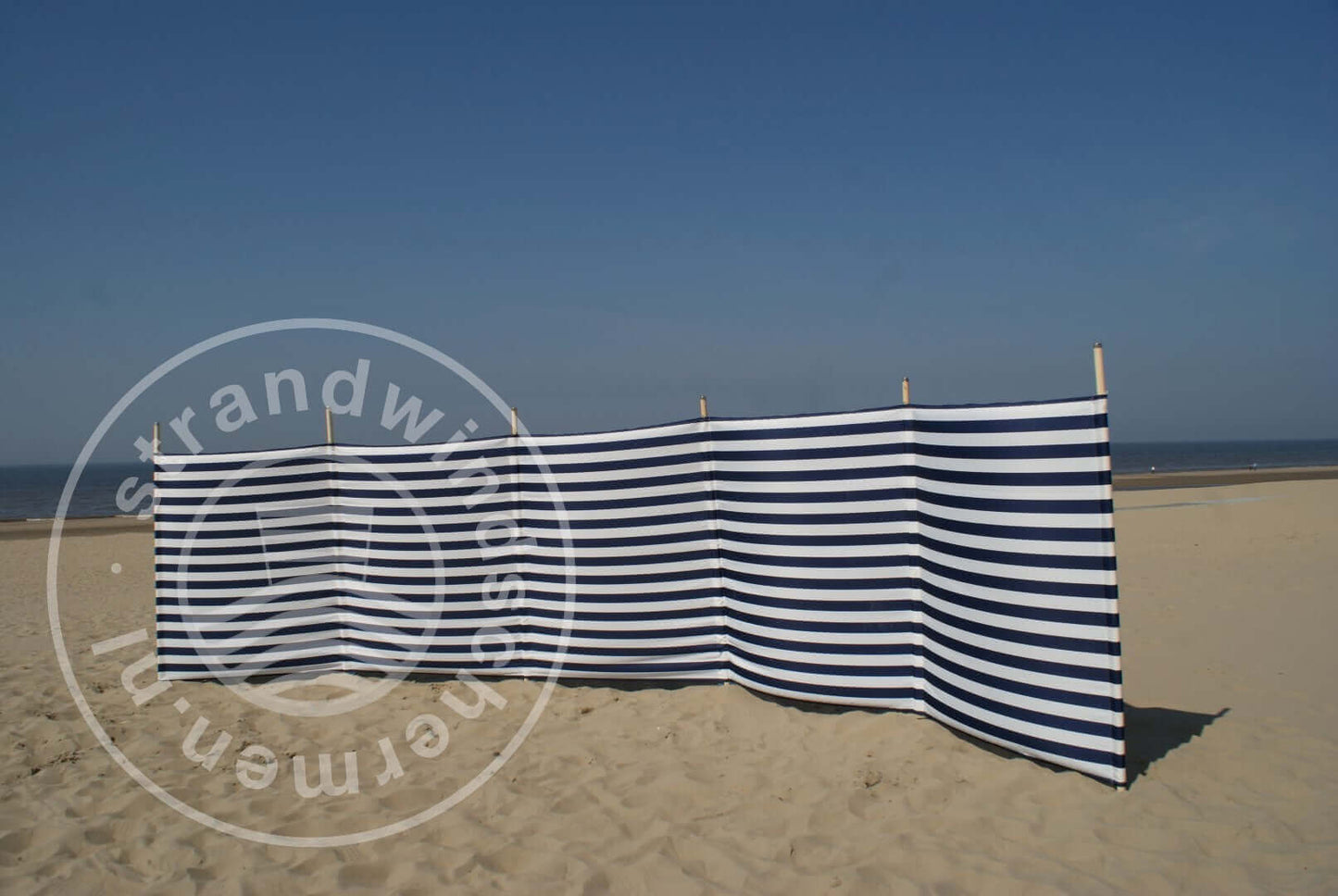 6m Blauw/Wit Polyester Windscherm - 6m