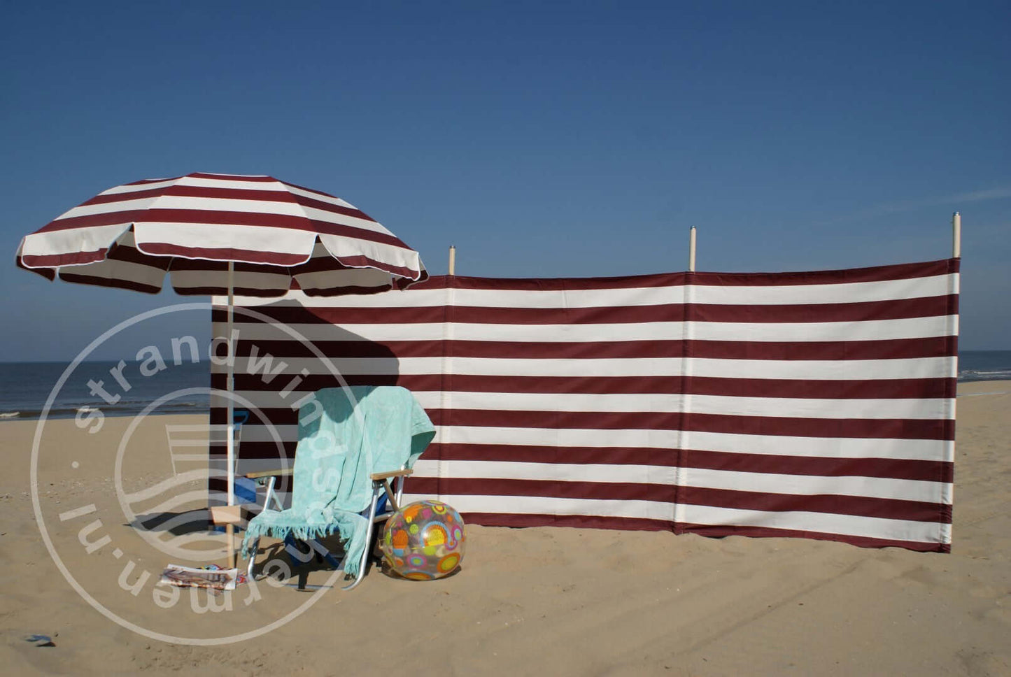 Bordeaux-Rood/Wit Dralon Windscherm