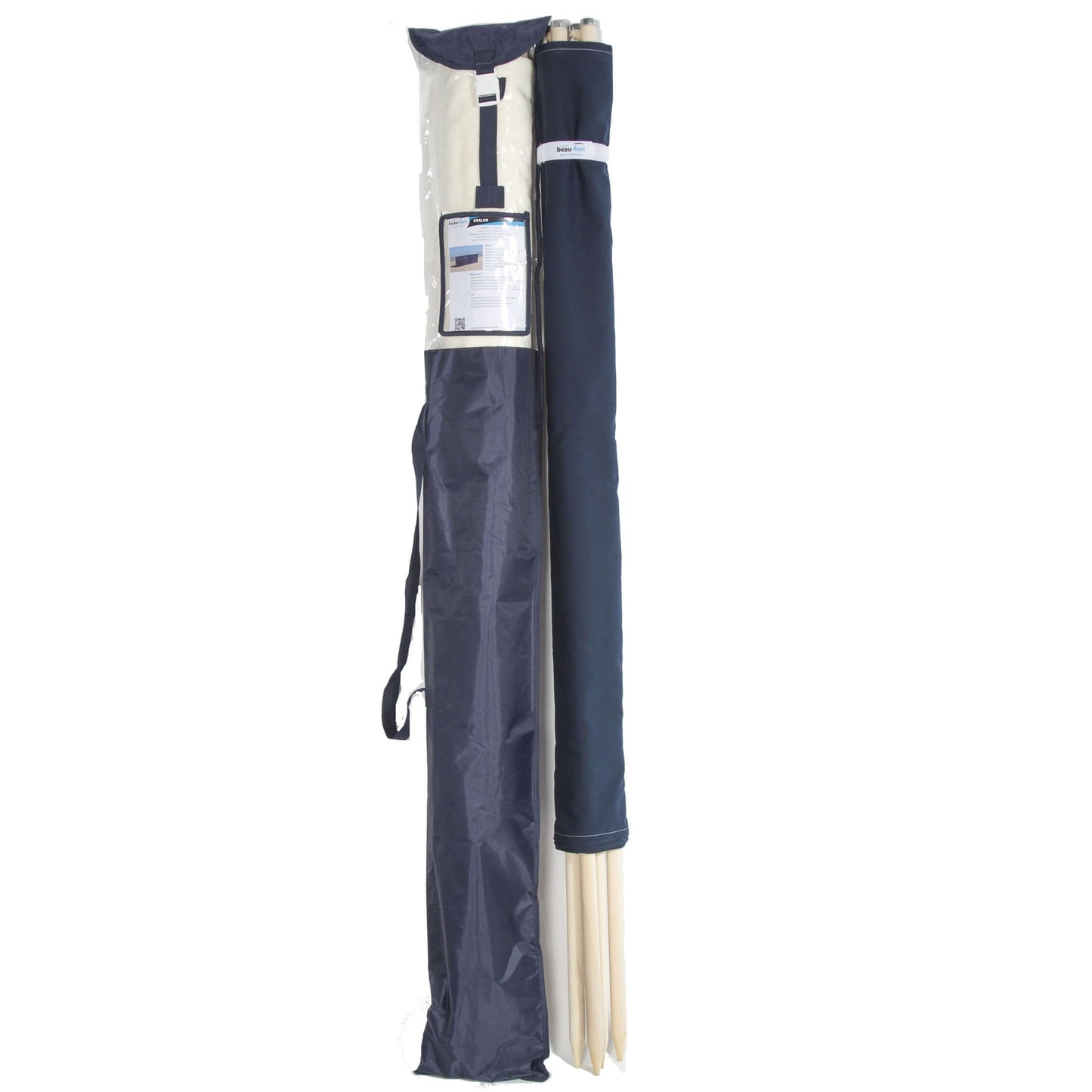 4 m kobaltblau/weiße Dralon- Windschutz – 4 m