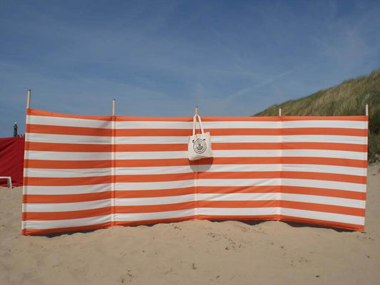 5 m orange/weißer Dralon- Windschutz – 5 m