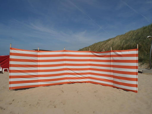 6 m orange/weißer Dralon-Windschutz – 6 m