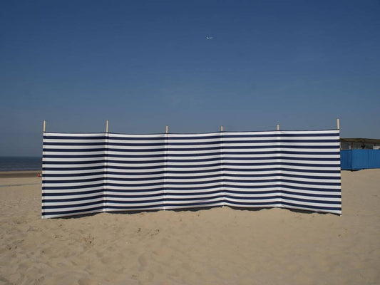 6 m blau/weiße Polyester- Windschutz – 6 m