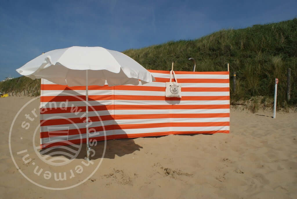 4 m orange/weißer Dralon- Windschutz – 4 m