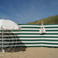 4 m grün/weißer Dralon Windschutz – 4 m
