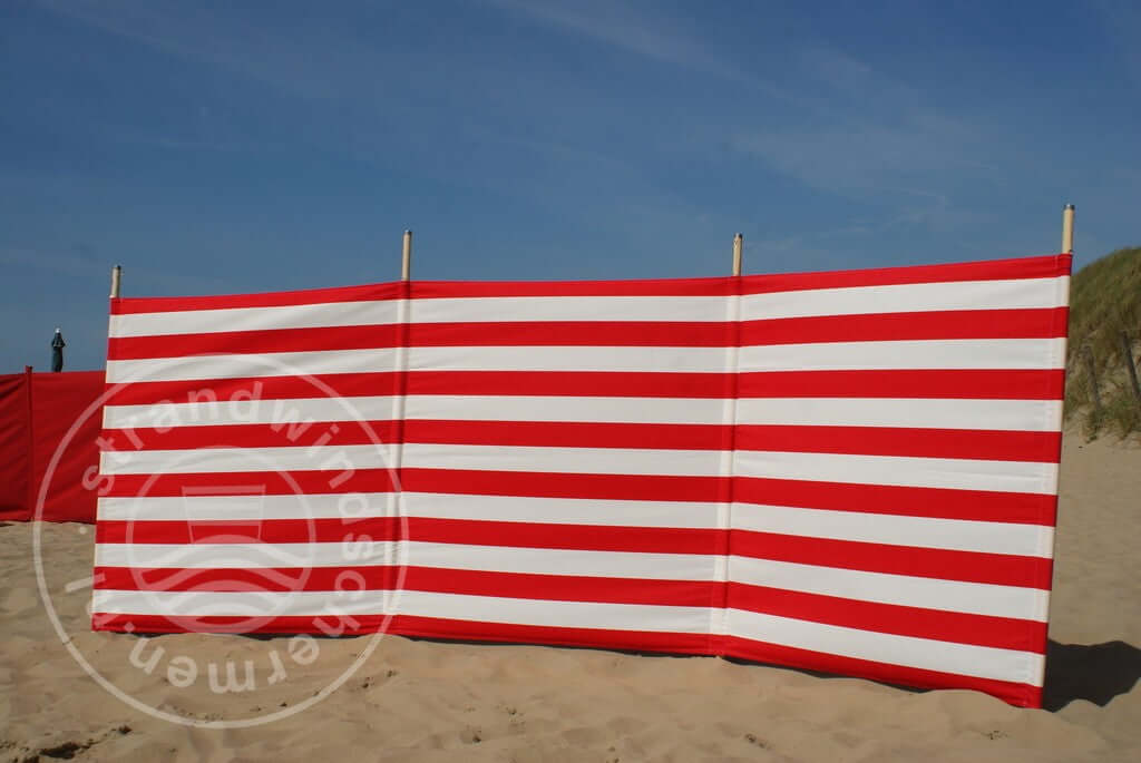 4 m rot/weißer Dralon Windschutz – 4 m