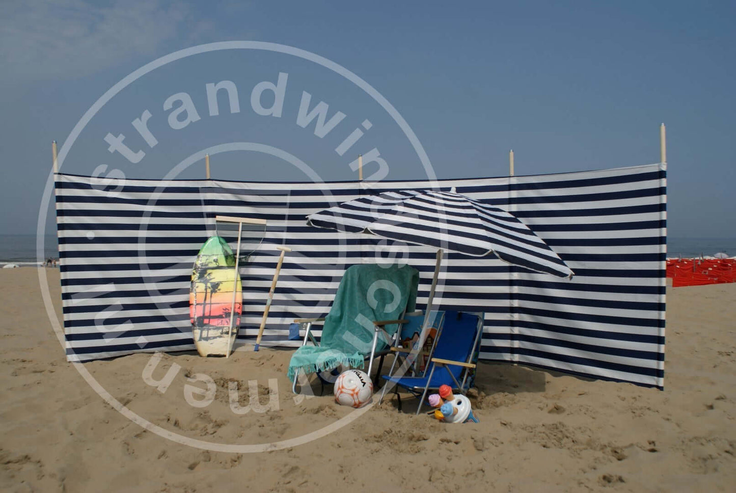 5m Blue/White Polyester Windbreak - 5m