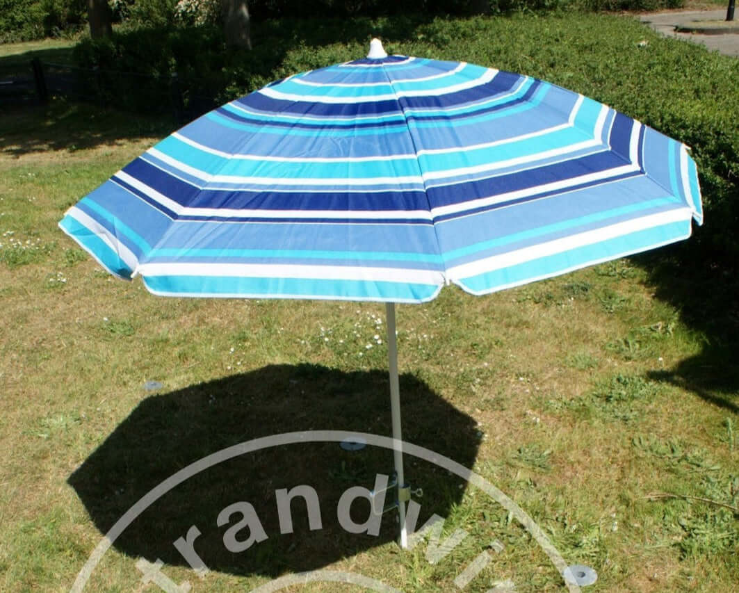 Sonnenschirm Polyester Blau/Grün gestreift Ø 200cm