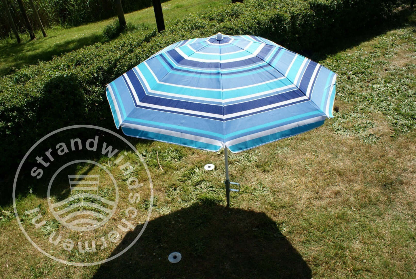 Sonnenschirm Polyester Blau/Grün gestreift Ø 200cm